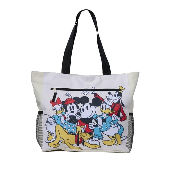 Disney Mickey & Friends Women's Zippered Beach Travel Tote with Bottle Pockets
