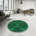 thumbnail image 4 of Ahgly Company Machine Washable Indoor Square Transitional Deep Teal Green Area Rugs, 4' Square, 4 of 7