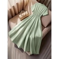 thumbnail image 2 of Plus Size Womens Green A-Line Dress With Shawl Collar And Short Sleeves For Formal Occasions, 2 of 7