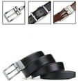 thumbnail image 5 of Reversible Belt for Men, Retro Leather Jeans Belt 1 3/8" Black & Brown, Adjustable Trim to Fit High Quality, 5 of 7