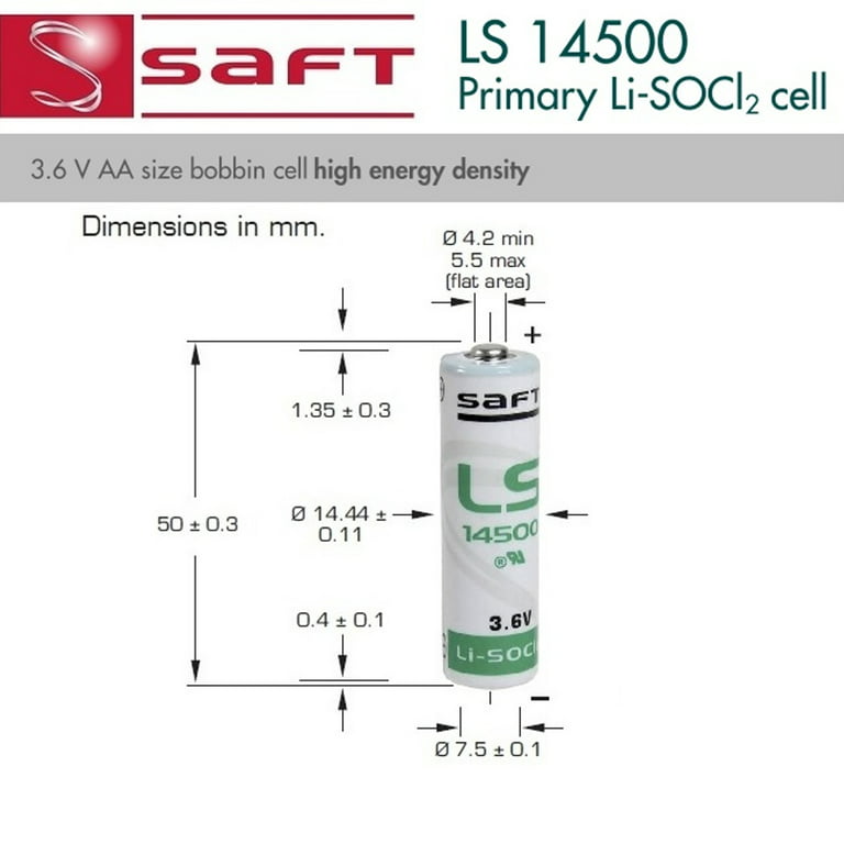 4x SAFT LS14500 AA STD 3.6V/2600mAh Lithium Thionyl Chloride Battery USA  SHIP
