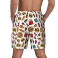 thumbnail image 4 of Uemuo Hot Dog Pizza Pattern Mens Swim Trunks Quick Dry Board Shorts with Mesh Lining, Stretch Beach Shorts Quick Dry No-Chafing Board Shorts-Small, 4 of 9