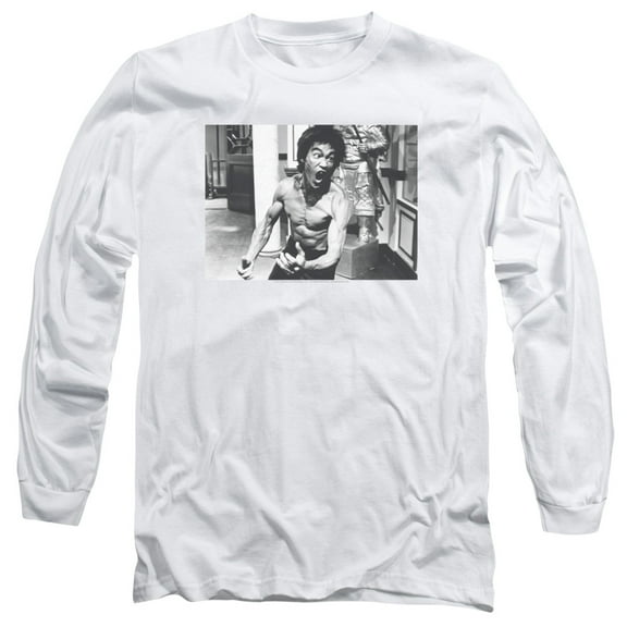 Bruce Lee Full Of Fury Long Sleeve T-Shirt Adult 18/1 White