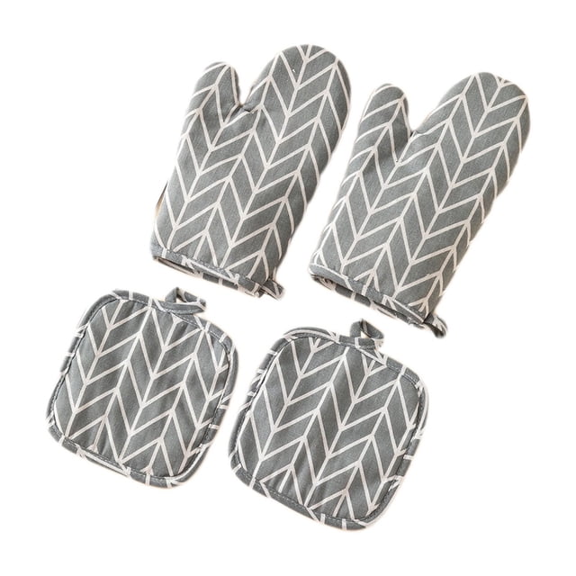 Heat Gloves for Cooking, Kitchen Microwave Thermal Insulation Gloves Thickened Plaid and Heat Protective Gloves Baking Cotton and Linen Oven Gloves Kitchen Gloves for Cooking