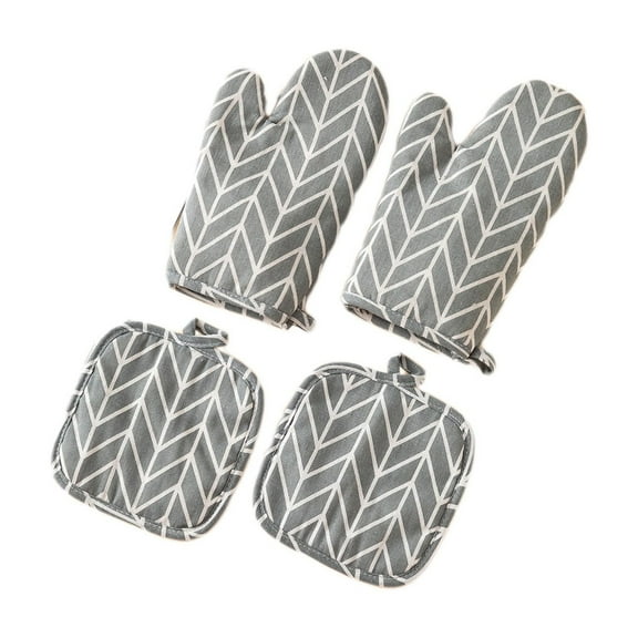 Anckoeil Winter Savins!Kitchen Microwave Thermal Insulation Gloves Thickened Plaid And Heat Protective Gloves Baking Cotton And Linen Oven Gloves