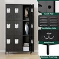 thumbnail image 3 of IKIMI 72" Metal Locker for Employees, 9 Doors Storage Cabinet Locker with Vented Compartments and Hooks for Gym, Garage, Living Room, Office, School, Black, 3 of 9