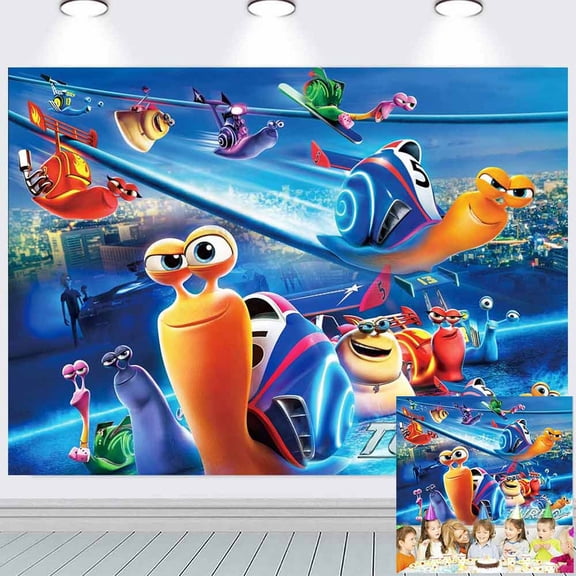 turbo Backdrop Banner Party Supplies Poster Movie Theme Background for Photography Kids Birthday Decorations