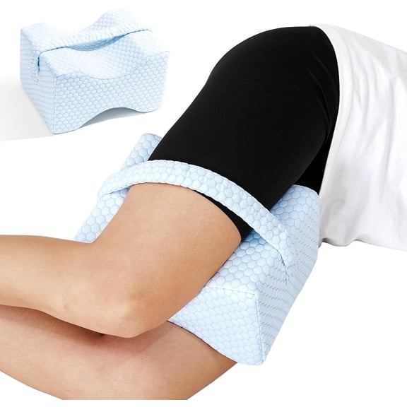 MOONORAH Knee Pillows for Side Sleepers, Memory Foam Leg Pillows for Sciatica, Back, Hips, Joints, Hip Pain Relief, Pillows for Between Legs While Sleeping, Elastic Strap, White