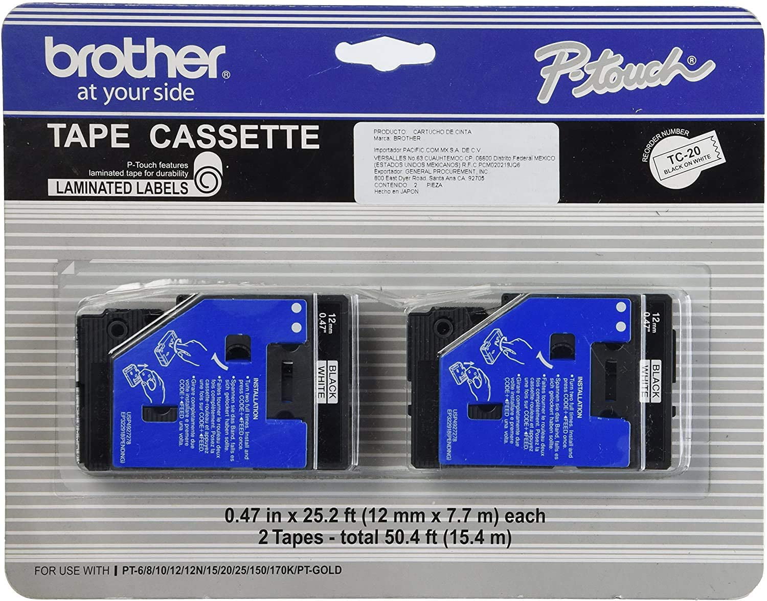 Brother P Touch Tape Cassette 3 pack Gold Blue Red Laminated Labels TC-30  New 