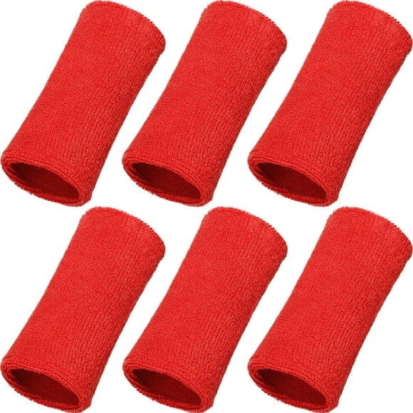 6 Inch Wrist Sweatband Sport Wristbands Elastic Athletic Wrist Bands for Sports-Red