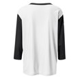thumbnail image 6 of Summer Women Shirt Women's Fashion Casual Round Neck 3/4 Sleeve Color Block Button T-shirt Top, 6 of 6