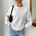 thumbnail image 5 of Pullover Sweater Tops For Womens O Neck Sweatshirt Round Neck Fit Pullover Tops Casual Long Sleeve Workout Shirts Loose Blouse Sweatshirt Women Crop Top with Hood Knit Blouse Cute Shirt Half Zip, 5 of 8