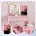 thumbnail image 2 of Yeshouse Tocador infantil con espejo iluminado, tocador y taburete para niña pequeña, juego de mesa de maquillaje para niñas de 3 a 8 años, 2 of 9