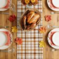 thumbnail image 5 of Brown Checked Table Runner - 120 Inch Long Watercolor Coffee Buffalo Plaid Cotton and Linen Blended Dress Scarves Farmhouse Table Runner for Kitchen Dining, Coffee Table, 13" x 120", 5 of 8