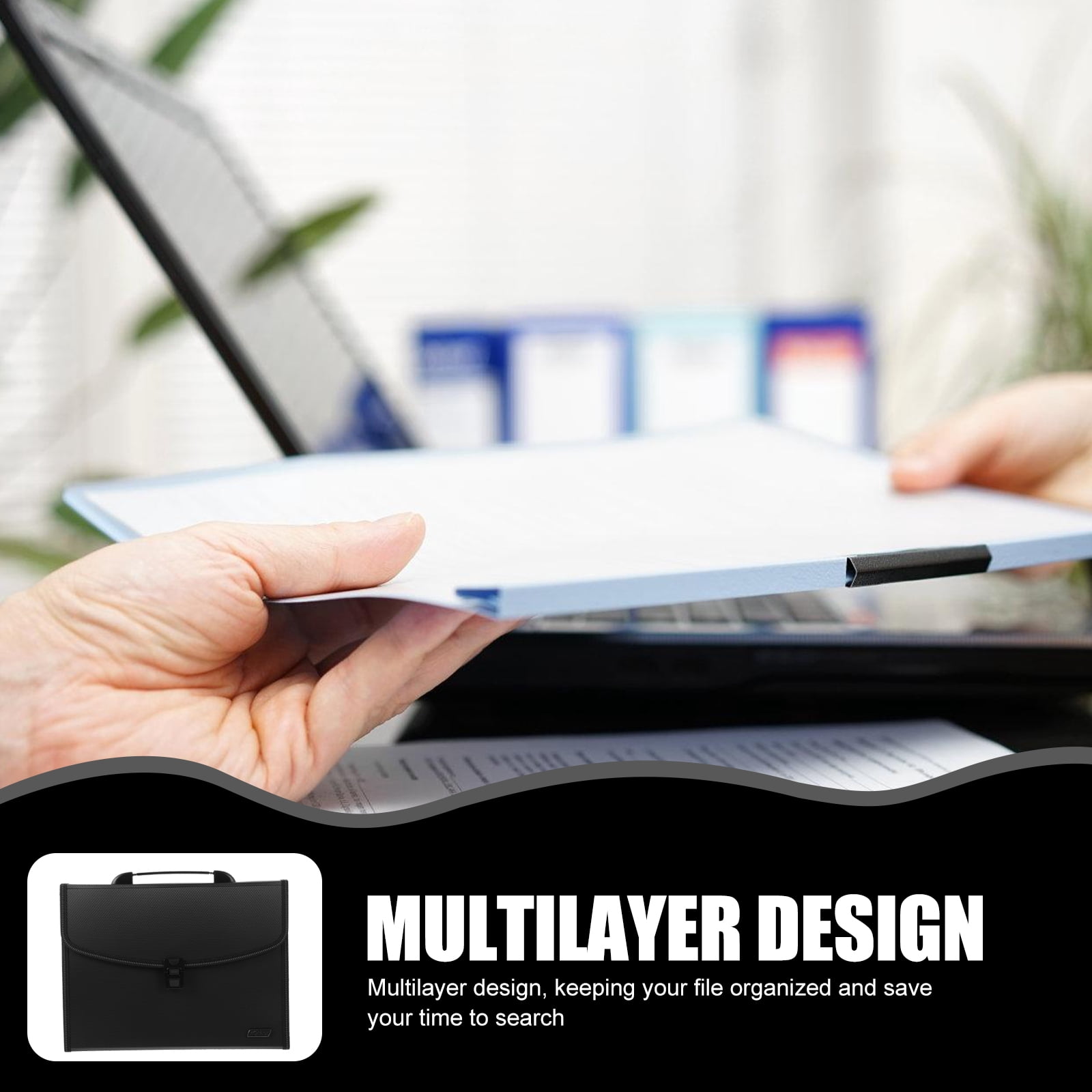 Set of 2 File Folder Tabs Office Files Black Pocket Folders