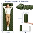 thumbnail image 5 of Sleeping Pad for Camping, Ultralight Self Inflatable Sleeping Pad with Built-in Pump & Pillow, Compact Inflatable Portable Air Mattress for Tent, Backpacking, Hiking, Car Traveling, Beach, Green, 5 of 7
