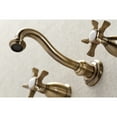 thumbnail image 4 of Kingston Brass KS3123NX Hamilton Double-Handle 3-Hole Wall Mount Bathroom Faucet in Antique Brass, 4 of 8
