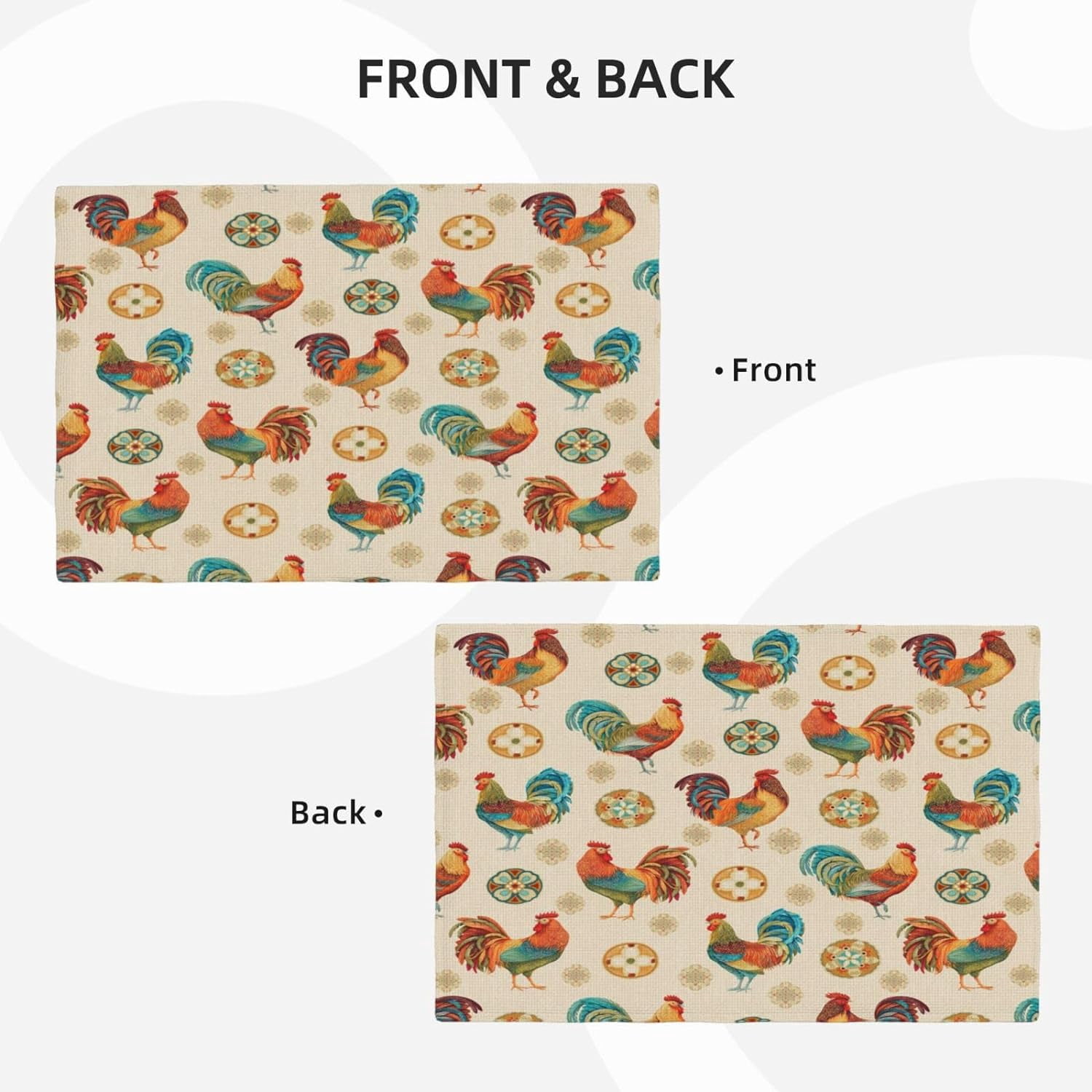Vintage Chicken Placemats Set of 4 Country Style Rooster Table Mats Washable Place Mats for Home Party Indoor Kitchen Dining Table Decoration 12x18 Inch