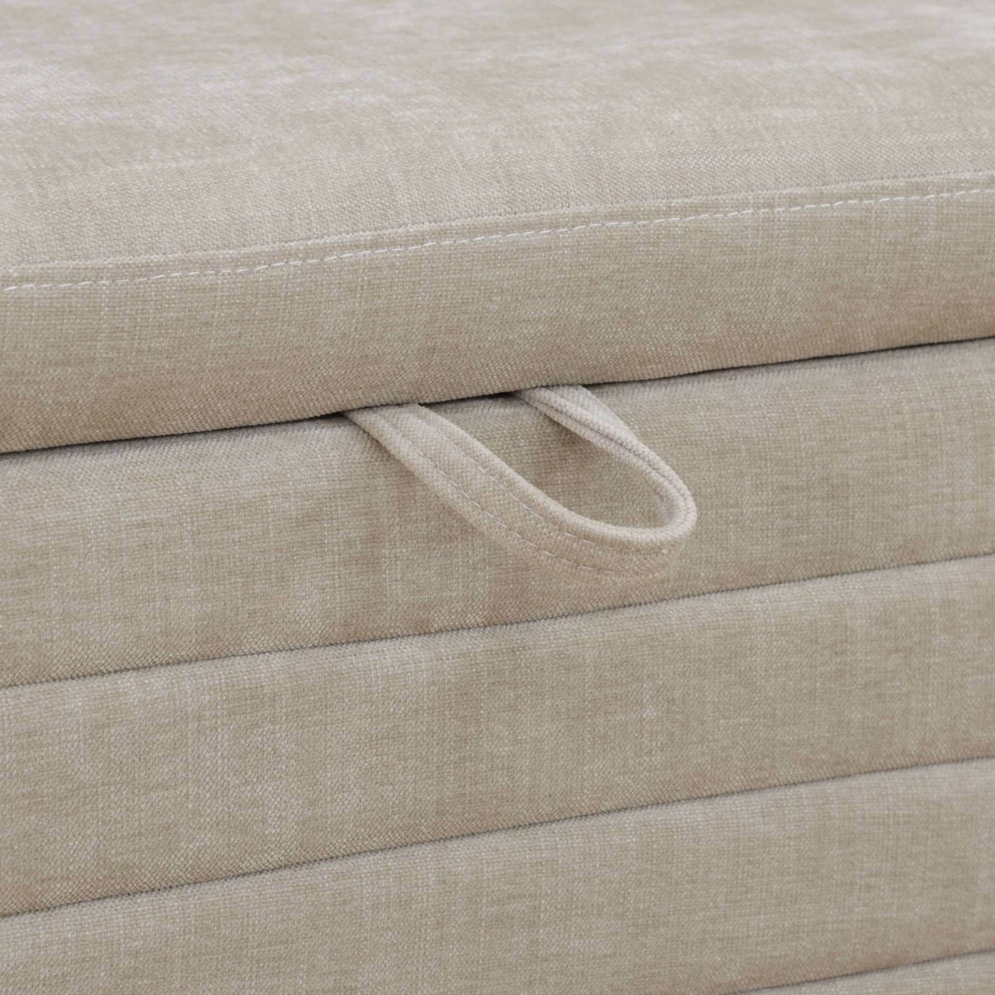 Storage Bench Modern Upholstered Ottoman Bench Window Entryway Bench for Bedroom, Living Room, Light tan