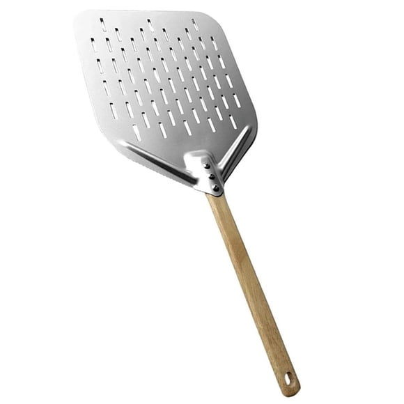 Pala para Pizza de Metal Antiadherente de 12 Pulgadas con de Madera, Bandeja de Transferencia para Hornear Pizzas y Pasteles Caseros.
