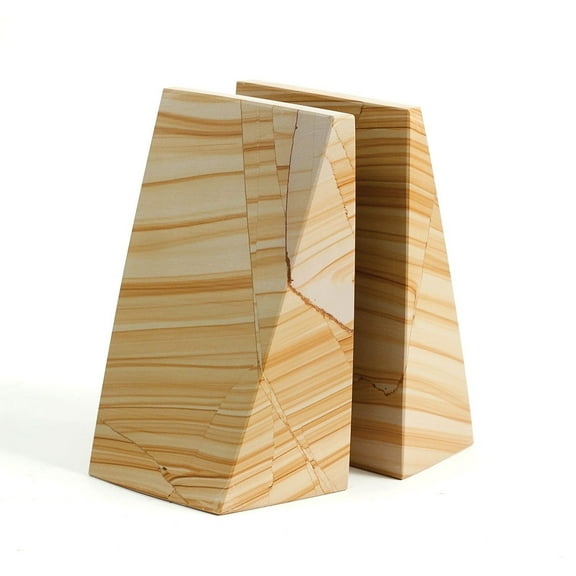 Bey-Berk Marble Marble Book Ends 6"H Beige (R10S)