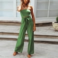 thumbnail image 2 of MSJUHEG Tube Top Jumpsuit for Women,Onesie for Women,Lounge Jumpsuits for Women,Off Shoulder Jumpsuit,Strapless Sleeveless Wide Leg Jumpsuit,Workout One Piece for Women Green 2XL, 2 of 6