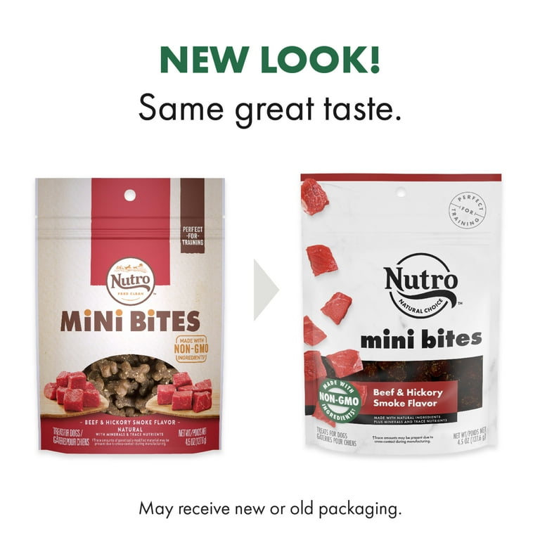 NUTRO Mini Bites Small Natural Dog Treats Beef Hickory Smoke Flavor 4.5 oz. Bag