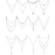Jstyle 12 PCS Gold Plated Layered Necklace for Women Girls Sexy Long Choker Chain Y Necklace Bar Feather Pendent Necklace Sets