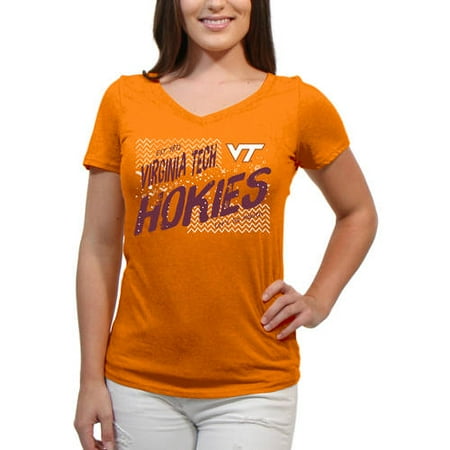 Virginia Tech Hokies Metal - Virginia Tech Hokies Scatter Doodle Women'S/Juniors Team Short Sleeve V Neck Tee Shirt