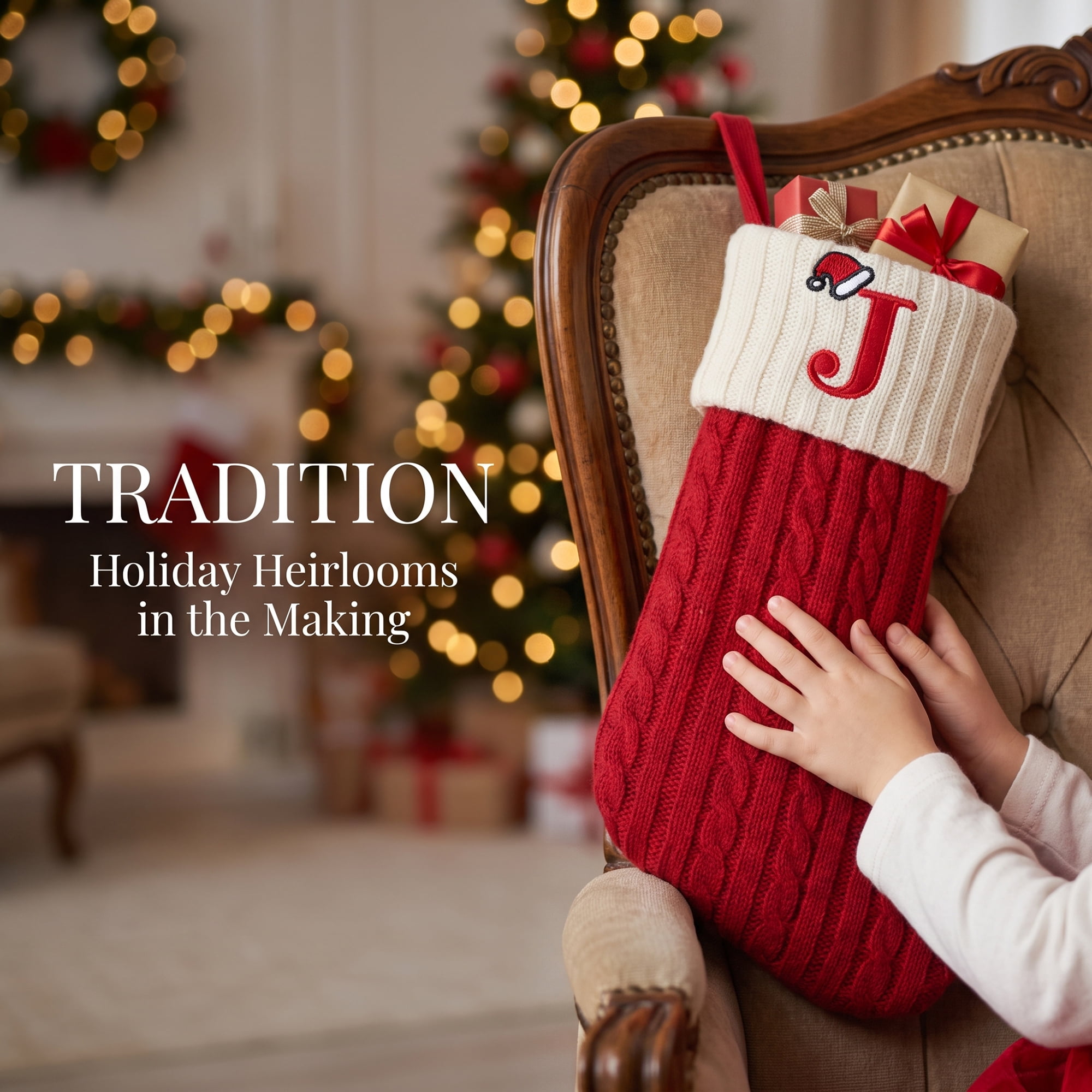 Unique Bargains Cartoon Christmas Stocking Luxury Grand Hearth Accent Sock Letter J 8"