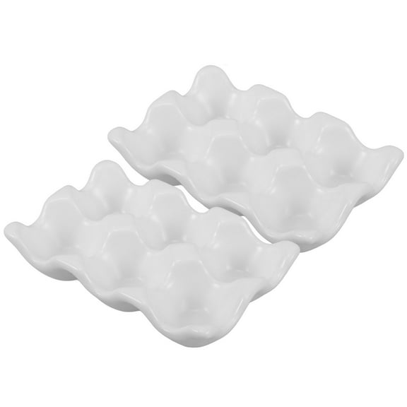 OUNONA Versatile Ceramic Egg Tray for Home Use Stable Ceramic Egg Holders for Fridge and Countertop Smooth Egg Storage Tray Multi-slots Egg Container