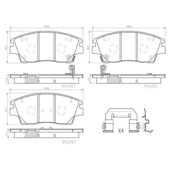 Brembo 17-20 Hyundai Elantra/16-21 Tucson Front Premium NAO Ceramic OE Equivalent Pad