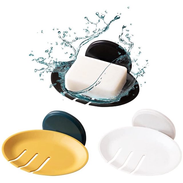 Pack de jabonera con desagüe, jabonera de plástico con fuerte ventosa para bañera, ducha, esponja de cocina y más Ormromra ZYY-2794