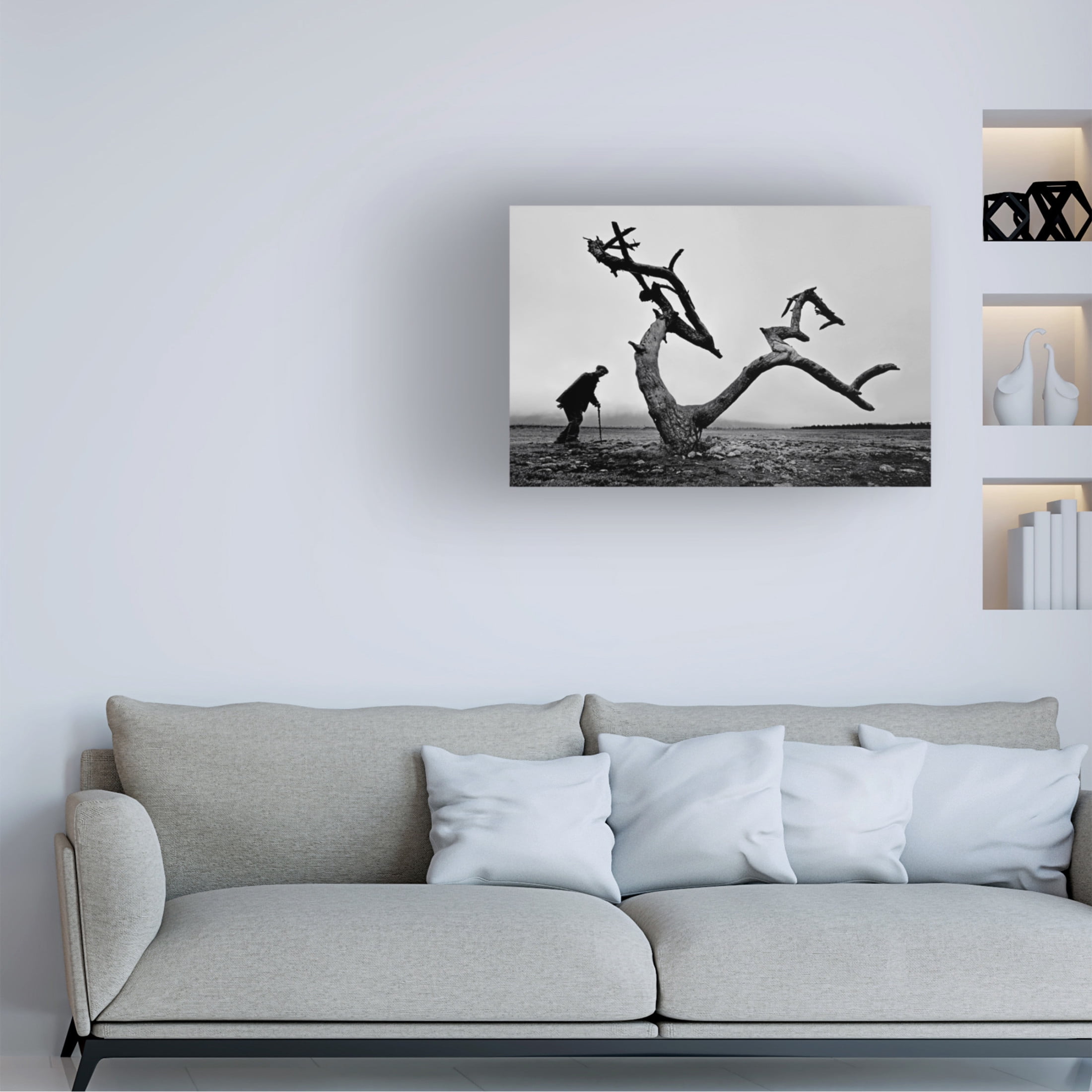 Canvas Wall Art - Wei Tang 'Old Man And Tree' Wall Art for Living Room, Bedroom, or Office D?cor by Trademark Fine Art - 32 x 22 Inches