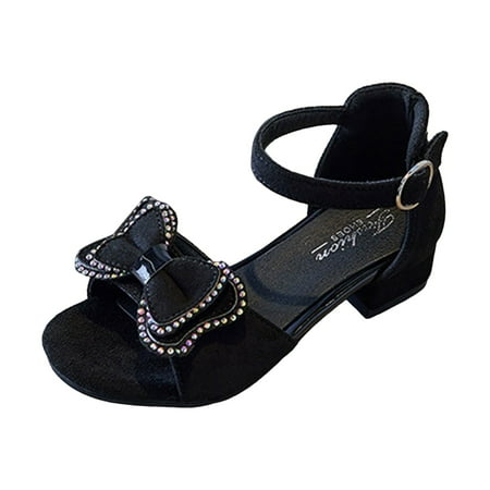 JUMESG Toddler Girl Sandals Girls Dress Shoes Low Heels Princess Dress for Party (Black 29)