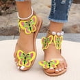 thumbnail image 4 of Oversized Flat Bottomed Sandals Yellow Butterflys Embroidery Decoration Beach Shoe Cover Toe Sandals Sandals for Women 2025 Yellow 36, 4 of 7