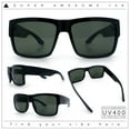 thumbnail image 2 of Mens Rectangle 90s Thick Horn Rim Skater Sport Plastic Sunglasses Black - Green, 2 of 8