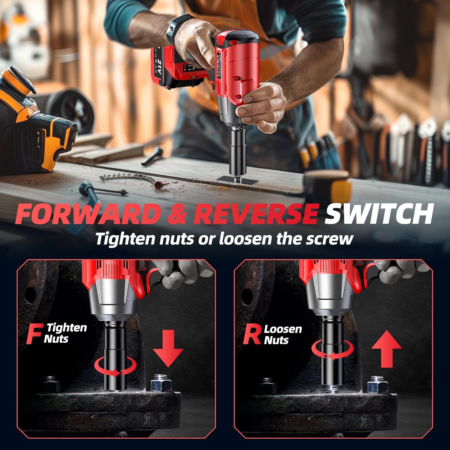 Cordless Impact Wrench, 480Ft-lbs (650N.m) 1/2 Inch Impact Gun Brushless, 3300RPM Electric Impact Wrench,2x 4000mAh Batteries, 4 Sockets, Charger, Power Impact Driver for Car Home
