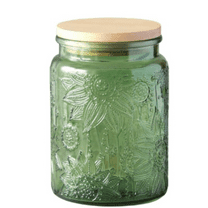Green Glass Canister, Candy Jar with Lid, 23.7 FL OZ Vintage Colored Mason Jars for Kitchen D rative Jar for Coffee Tea Candy Cookies, Cute Jars (Green, 1 Pack)