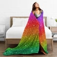 thumbnail image 5 of Kll Fleece Blanket Plush Throw Blanket Rainbow Glitter,Soft Fuzzy Cozy Flannel Blanket For Couch Sofa Bed.(60"X50"), 5 of 9