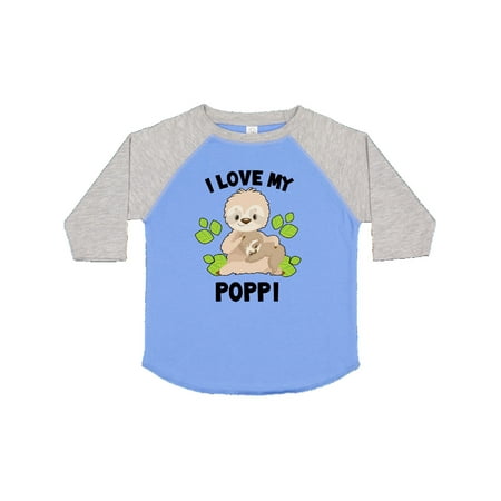 

Inktastic Cute Sloth I Love My Poppi with Green Leaves Gift Toddler Boy or Toddler Girl T-Shirt