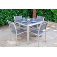 thumbnail image 4 of Belvedere 5-Piece Brushed Aluminum Outdoor Patio Furniture Dining Table Set w/ Dining Table and Four Chairs, 4 of 6