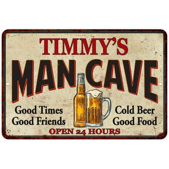 TIMMY'S Man Cave Metal Sign Wall Decor Gift 8x12 208120011482