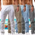 thumbnail image 5 of Pantalones Casuales De Lino De Algodón Para Hombres Playa, 5 of 5