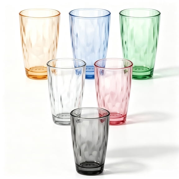FASTBIRD Unbreakable Drinking Glasses Dishwasher Safe Acrylic Glasses Drinkware BPA Free Hard Plastic Cups Reusable Kitchen Water Glasses Drinking Set of 6 (6 Colors, 17oz)