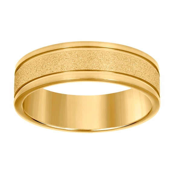 Stainless Steel Yellow-tone Mens Stone Finish Grooved Comfort-fit Wedding Band 7mm Size 10 Wedding Band for Men