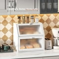 thumbnail image 3 of Bread Box for Kitchen Countertop Bin Double Layer Bread Box Storage Container Extra Large Capacity with Diamond Pattern Windows (White, Extra Large), 3 of 14