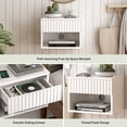 thumbnail image 3 of EYYTHUNG Floating Nightstand with Drawer, Modern Wall Mounted Small Bedside Table with Fluted Door & Open Shelf for Bedroom, Entryway Storage, White, 3 of 9