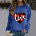 thumbnail image 4 of Baqcunre Crewneck Sweatshirts Valentine's Day Women's Sweatshirt Crew Neck Plaid Heart Print Long Sleeve Casual Sweat Tops(Blue S-XXL),Womens Sweatshirt Womens Tops Valentine'S Day Shirts For Women, 4 of 4