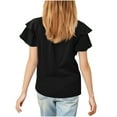 thumbnail image 6 of Taqqpue Girls Ruffle Short Sleeve T Shirts Kids V Neck Casual Shirts Pleated Flowy Solid Color Loose Fit Blouse Cute Fashion Tees Tops 5-14 Years, 6 of 9